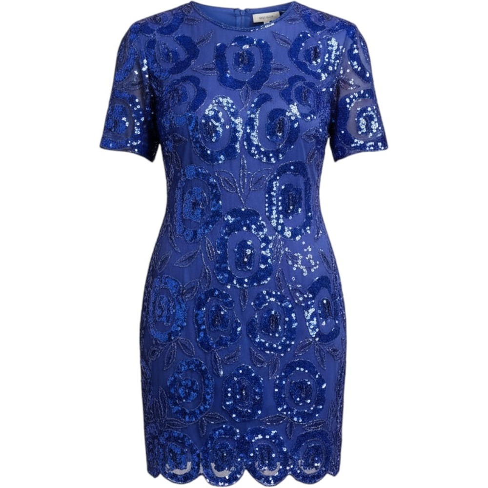 Stenay Vintage Blue Silk Beaded Sequin Floral Cocktail Dress Size 4 India